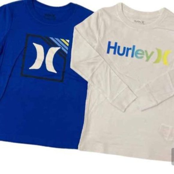 3/$30 Hurley Boy's 👦 Classic Crew Neck Graphic Logo T-shirt 2pk - Picture 1 of 11
